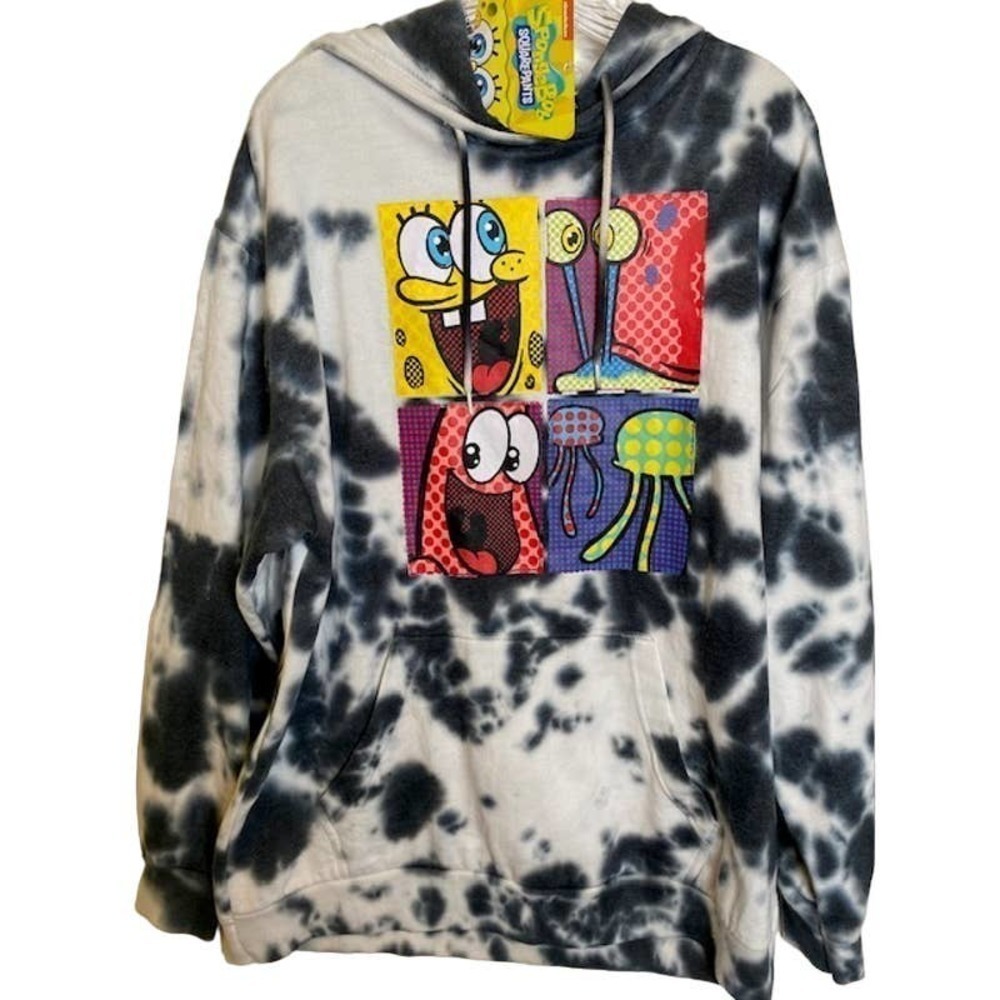 Spongebob Squarepants Tie Dye Hoodie Sweatshirt Nickelodeon Size Large NWTs‎